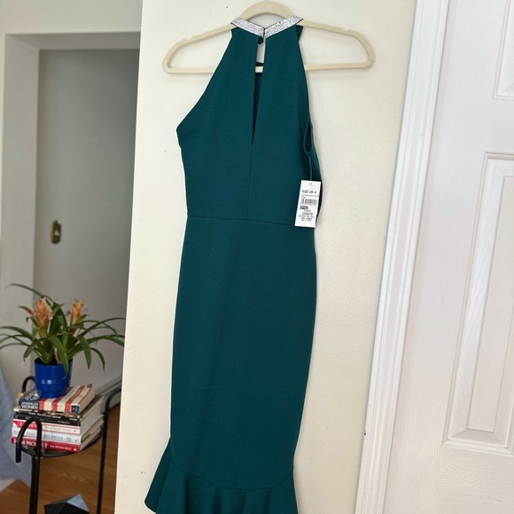 NWT Halter-Neck Midi Dress with Fishtail Hemline - Picture 3 of 3